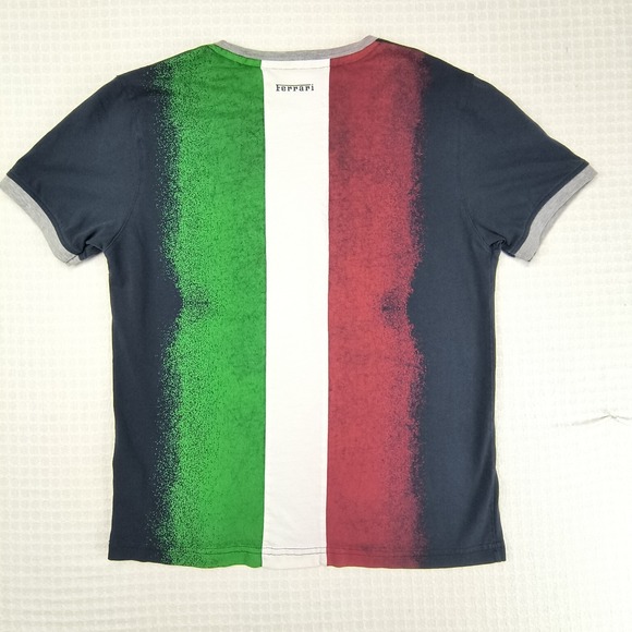 Ferrari Other - Ferrari Store Mens XL Navy Blue Graphic T-Shirt Italian Flag Back Racing Tee